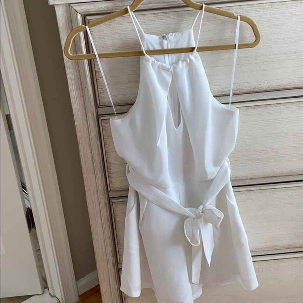 White romper with keyhole neck